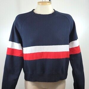 JOHN GALT Striped Cropped Sweatshirt